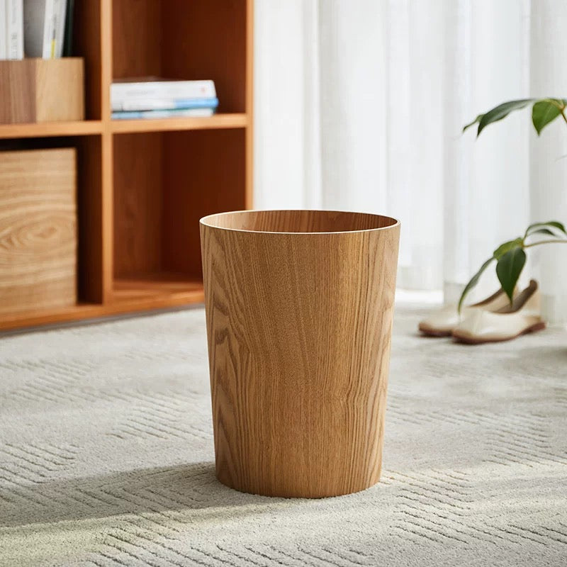 Wooden-Style Trash Bin with Rotating Lid – Modern Dual-Layer Kitchen Trash Can for Elegant Spaces 9