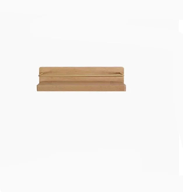 Wooden Bathroom Shelf with Gold Railing and Integrated Towel Bar – Solid Wood Bathroom Storage Organizer 6