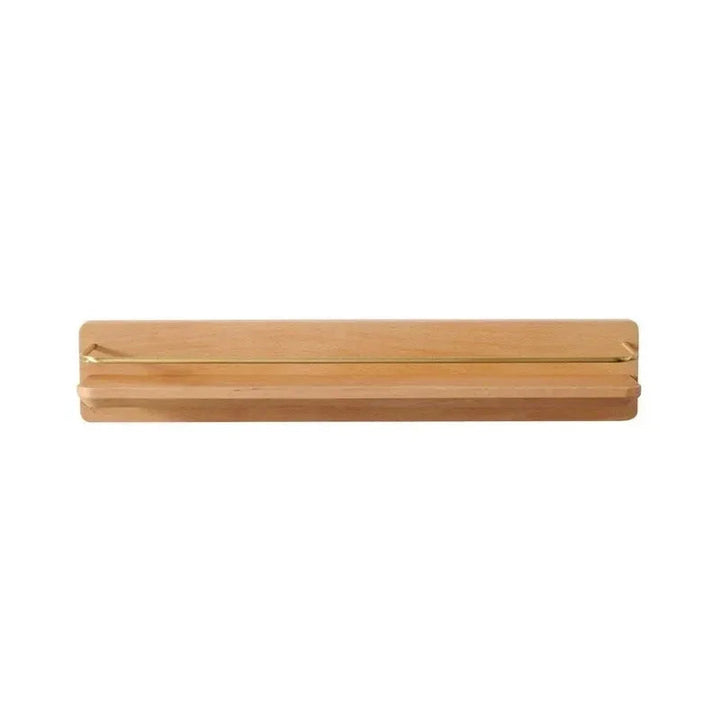 Wooden Bathroom Shelf with Gold Railing and Integrated Towel Bar – Solid Wood Bathroom Storage Organizer 7