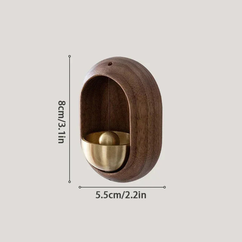 Wooden Door Chime with Brass Accents, Magnetic and Adhesive Mount, Natural Wood Design 2