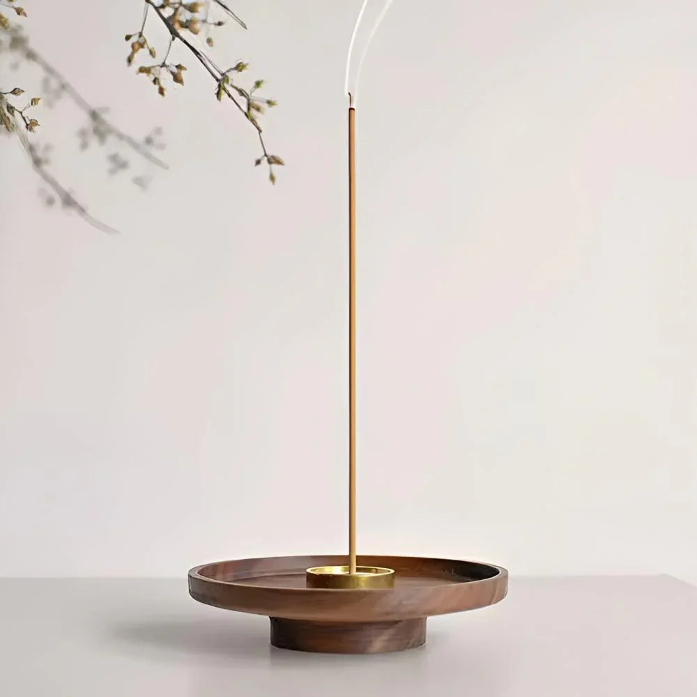 Wooden Incense Holder with Copper Insert, Ash Catching Bowl, Ideal for Incense Sticks and Cones, Meditation and Ritual Use 0