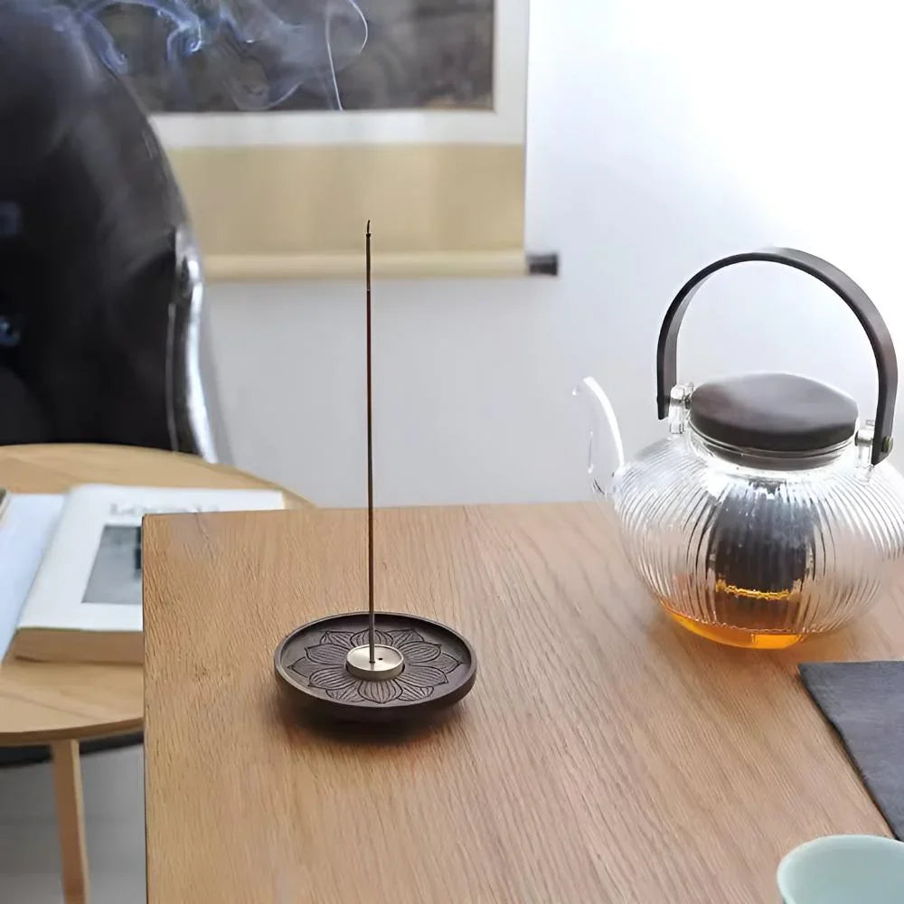 Wooden Incense Holder with Copper Insert, Ash Catching Bowl, Ideal for Incense Sticks and Cones, Meditation and Ritual Use 1