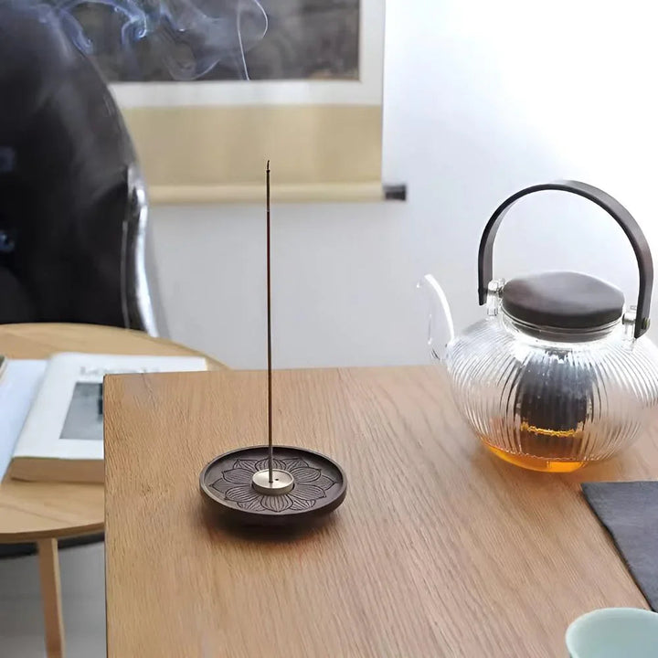 Wooden Incense Holder with Copper Insert, Ash Catching Bowl, Ideal for Incense Sticks and Cones, Meditation and Ritual Use 1