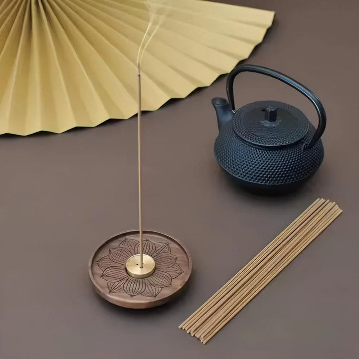 Wooden Incense Holder with Copper Insert, Ash Catching Bowl, Ideal for Incense Sticks and Cones, Meditation and Ritual Use 3