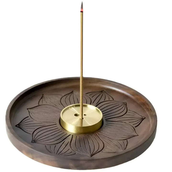 Wooden Incense Holder with Copper Insert, Ash Catching Bowl, Ideal for Incense Sticks and Cones, Meditation and Ritual Use 7