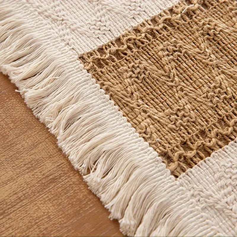 Woven Placemats Set of 4 – Boho Cotton and Jute Table Mats with Fringe for Dining Table Protection 4
